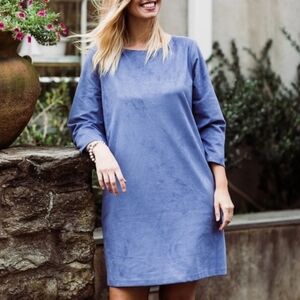 Anna Cate Emma Suede V-back Dress‎ Coastal Blue